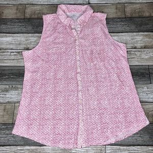 Buttoned Sleeveless Top: Micro Flowers